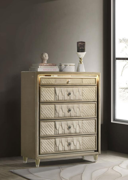 Lorient - 5-Drawer LED Chest Of Drawers - Ivory And Camel