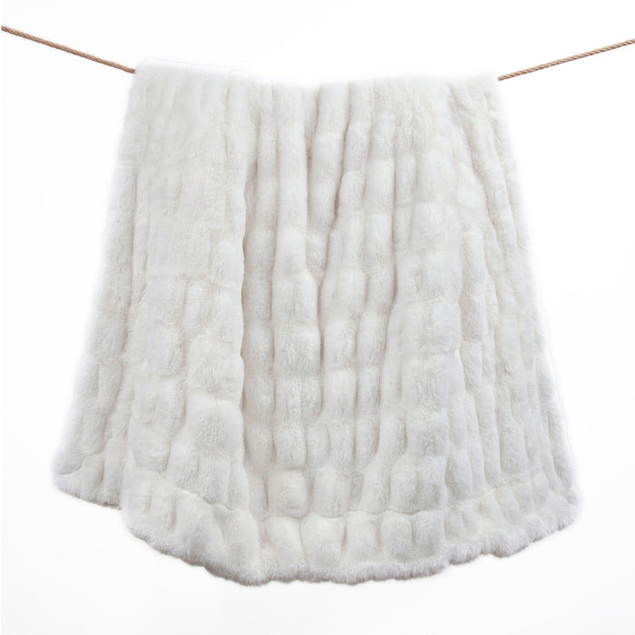 Ruched Rabbit - Double-Sided Throw - White
