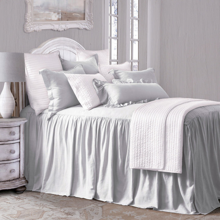 Luna - Twin Washed Linen Bedspread Set (Set of 2) - Light Gray
