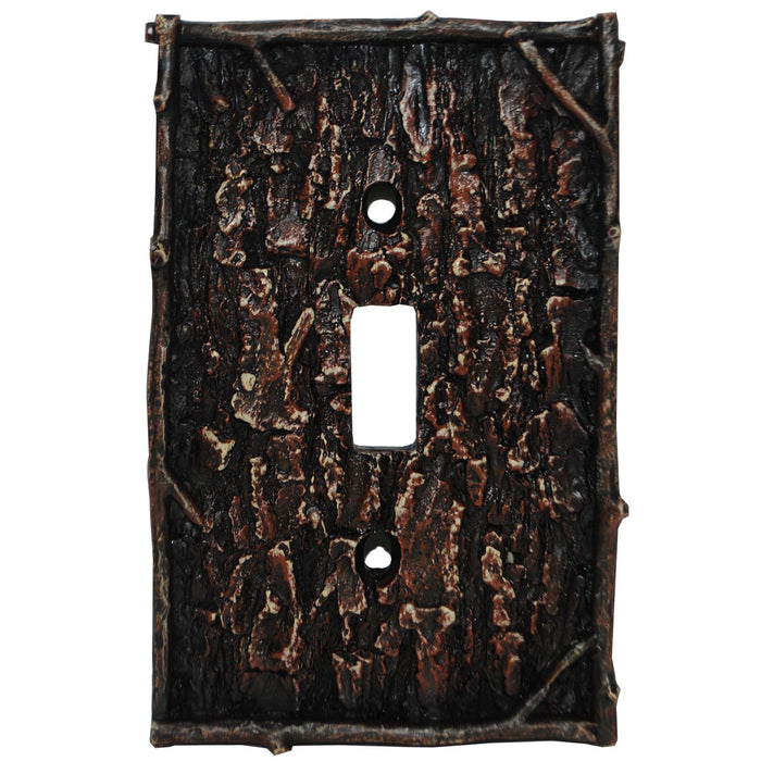 Pine Bark Switch Plate - 5" x 3.5" Pine Bark Single Wall Switch Plate 4 Per Carton - Multi