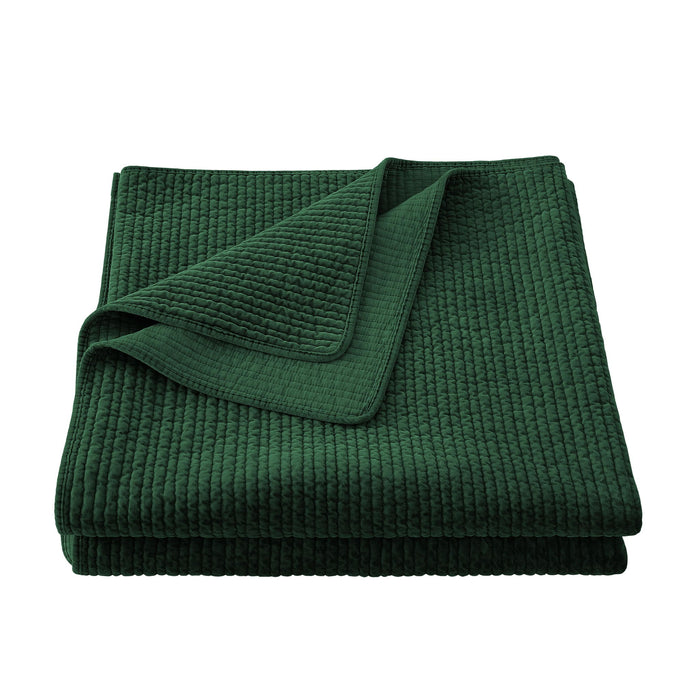 Stonewashed Cotton Velvet - Twin Quilt - Emerald