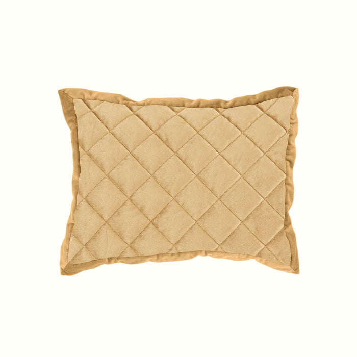 Velvet Diamond - Quilted Boudoir Pillow - Gold