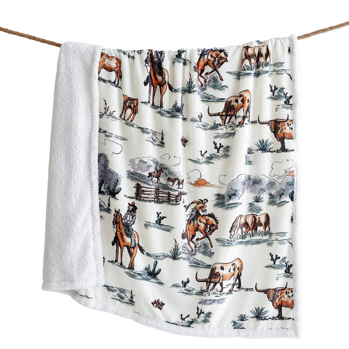 Campfire - Ranch Life Western Toile Campfire Sherpa Throw 6 Per Carton - Duffle Bag
