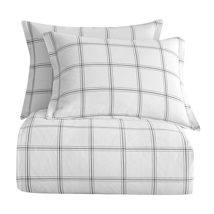 Windowpane - King Plaid Comforter Set (Set of 3) - White