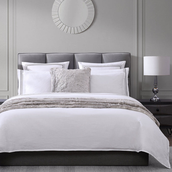 Border Embroidery - King Duvet Cover Set (Set of 3) - Gray