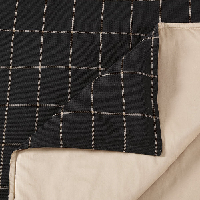 Windowpane - Queen Plaid Duvet Cover Set (Set of 3) - Black