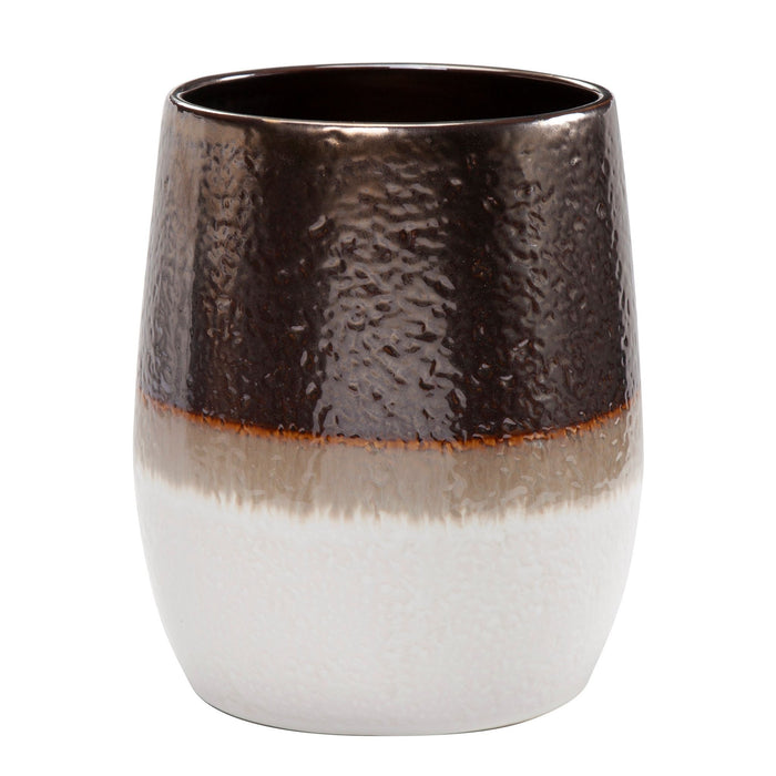 Gilded Stoneware - Wastebasket, 2 Per Carton - White / Brown