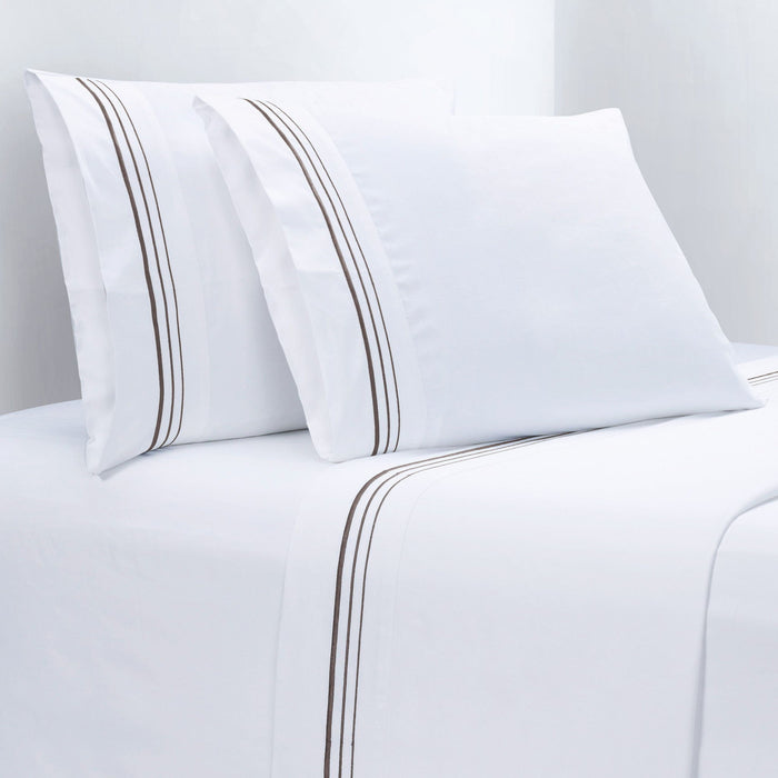 Border Embroidery - Queen Sheet Set (Set of 4) - Gray