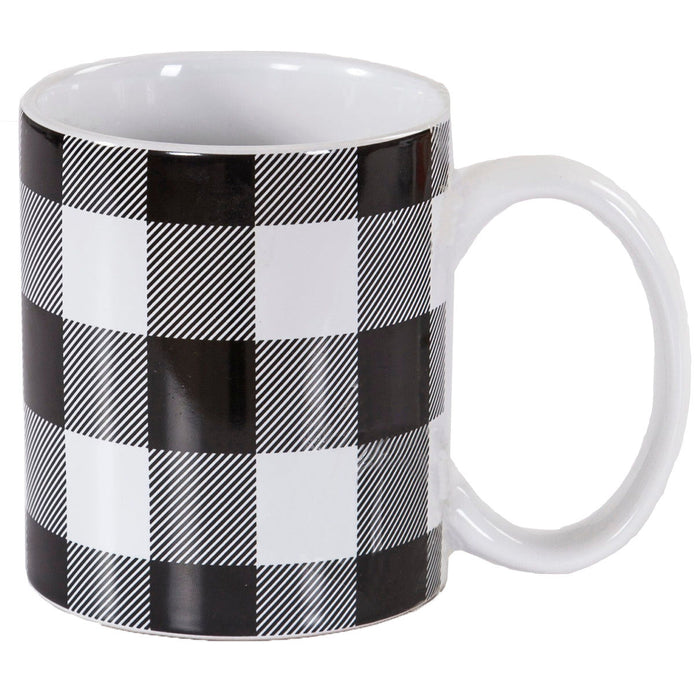 Camille - Buffalo Check Design Mug Set - Black / White