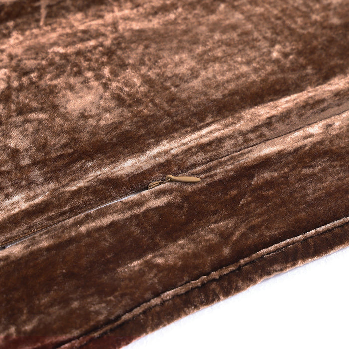 Stella - King Faux Silk Velvet Double Box Stitch Quilt Set (Set of 3) - Copper Brown