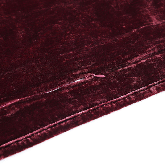 Stella - King Faux Silk Velvet Double Box Stitch Quilt Set (Set of 3) - Garnet Red