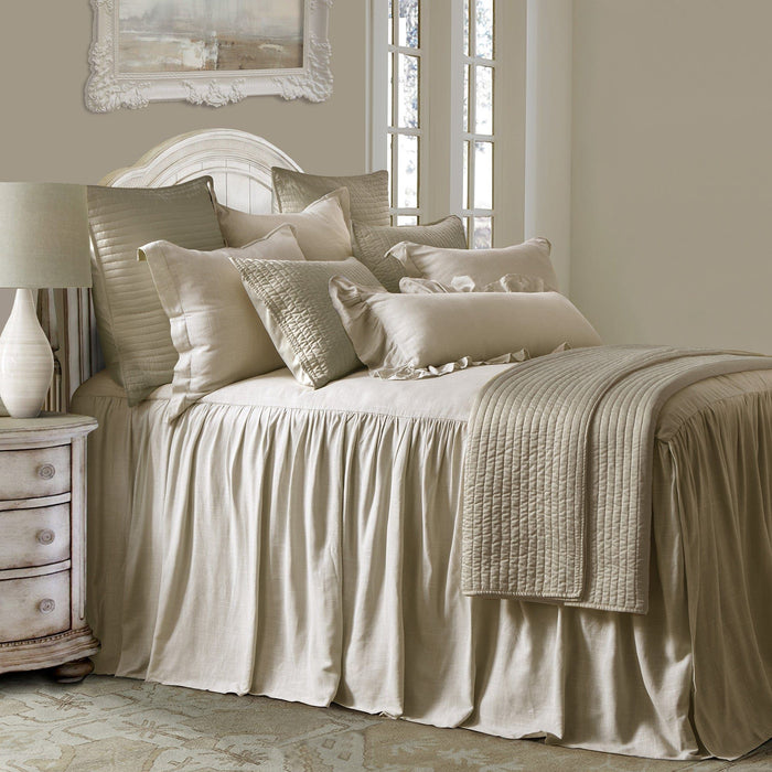 Luna - Full Washed Linen Bedspread Set (Set of 3) - Light Tan