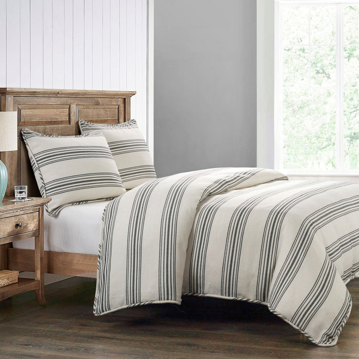 Prescott - Queen Duvet Cover Set (Set of 3) - White / Black