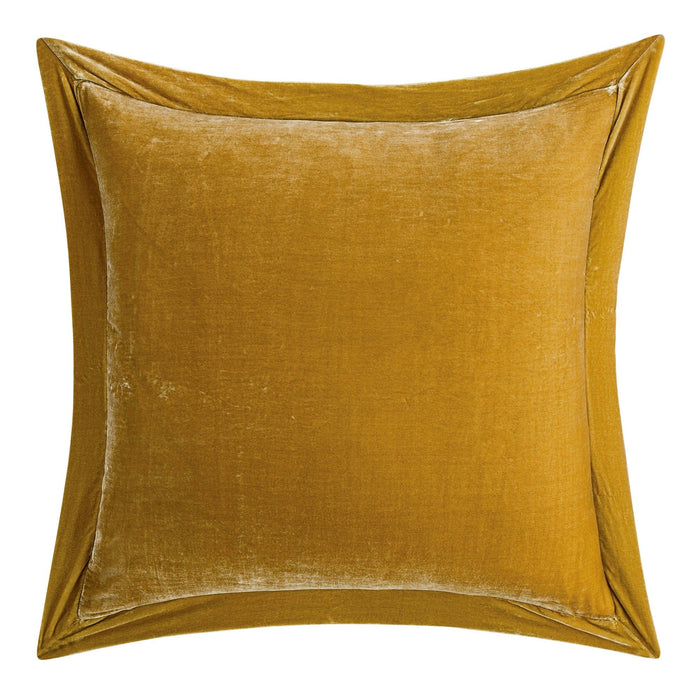 Stella - Faux Silk Velvet Flanged Euro Sham - Saffron