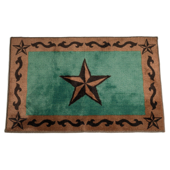 Rustic Star - Star Scroll Motif Rug 2 Per Carton - Turquoise