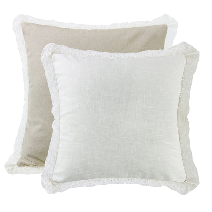 Charlotte - Laced Euro Sham - White / Khaki