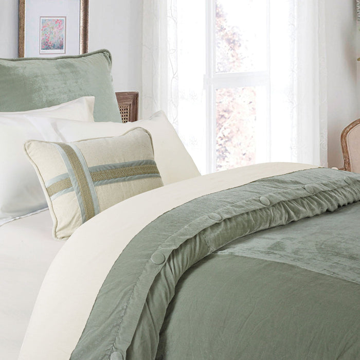 Arlington - King Velvet Duvet Cover - Green