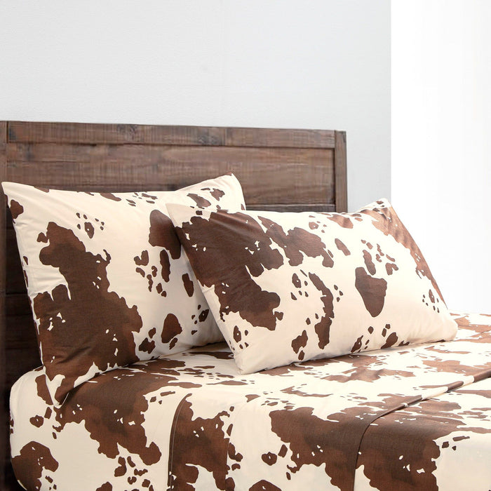 Elsa Cowhide - Full 200TC Cotton Cowhide Sheet Set (Set of 4) - Chocolate