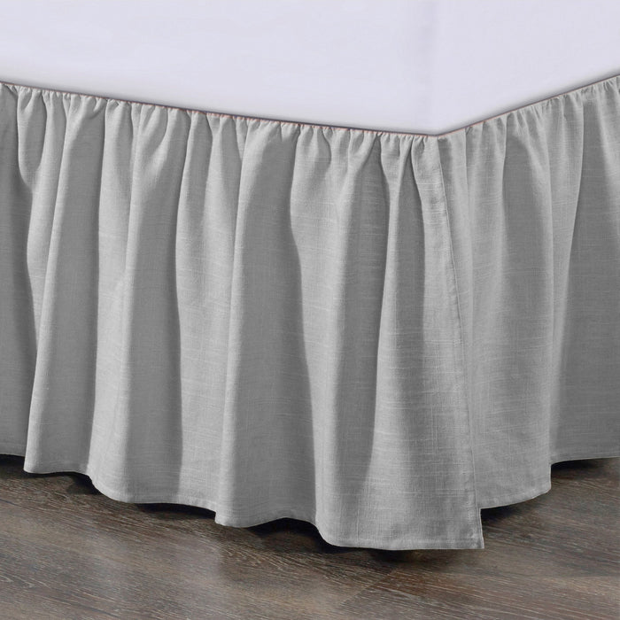 Lily - Queen Washed Linen Gathered Bed Skirt - Light Gray