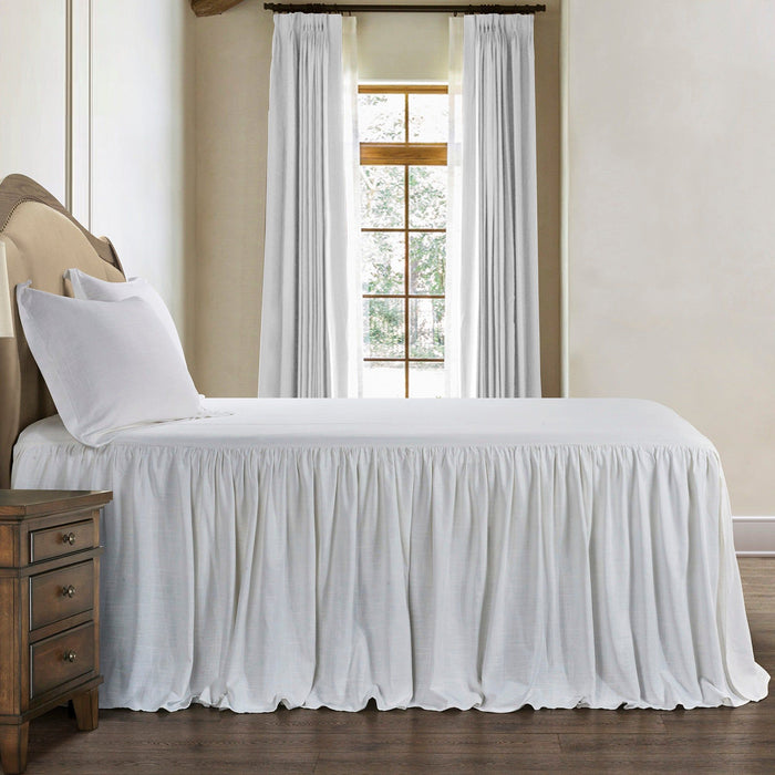Luna - Twin Washed Linen Bedspread Set (Set of 2) - White