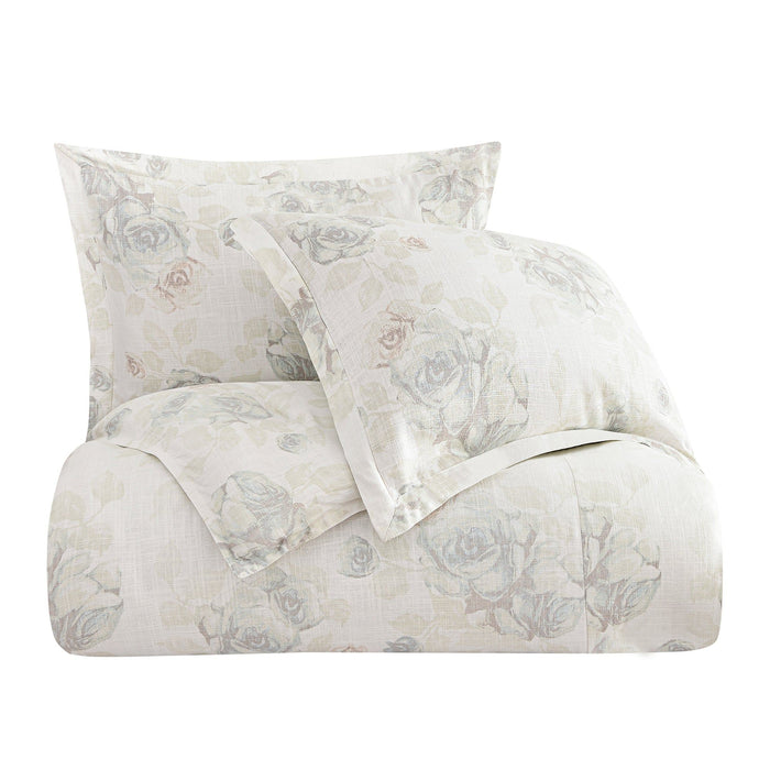 Rosaline - King Washed Linen Comforter Set (Set of 3) - White