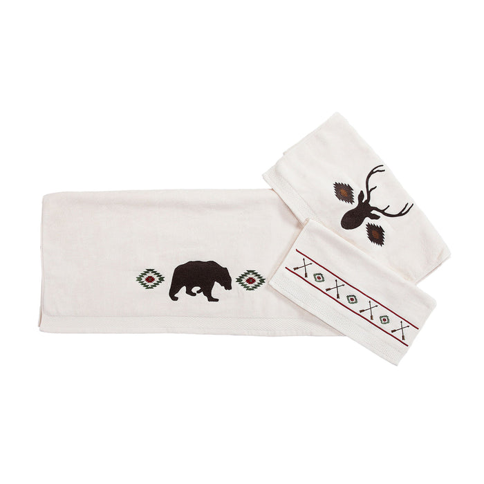 Aztec Bear - Towel Set (Set of 3), 2 Per Carton - Cream