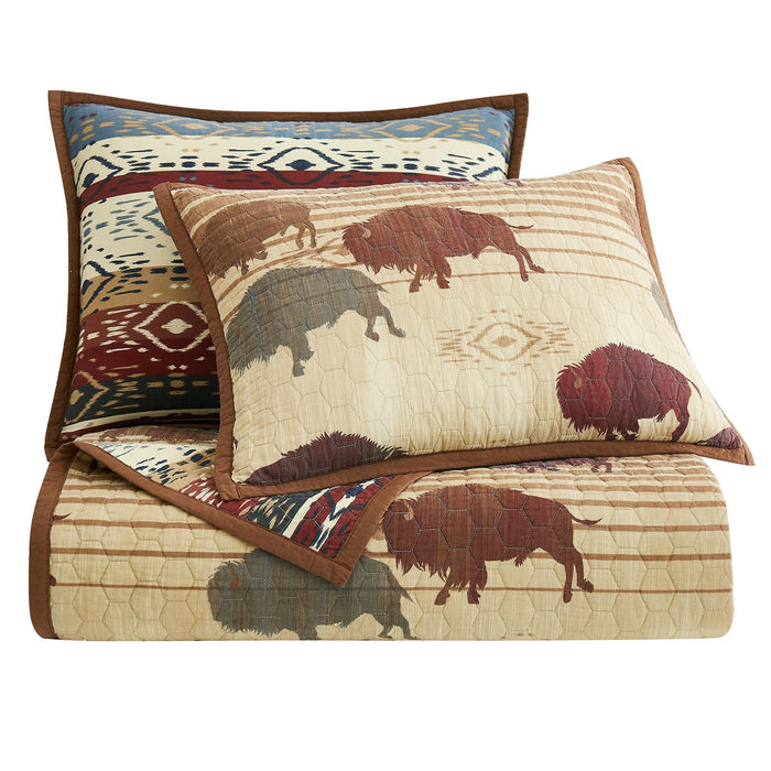 Home On The Range - Twin Reversible Quilt Set (Set of 2) - Tan