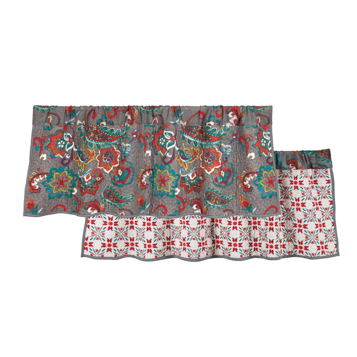 Abbie - Western Paisley Reversible Quilted Valance - Teal