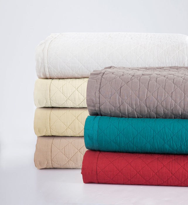 Diamond Linen - Full/Queen Linen Cotton Diamond Quilt - Navy