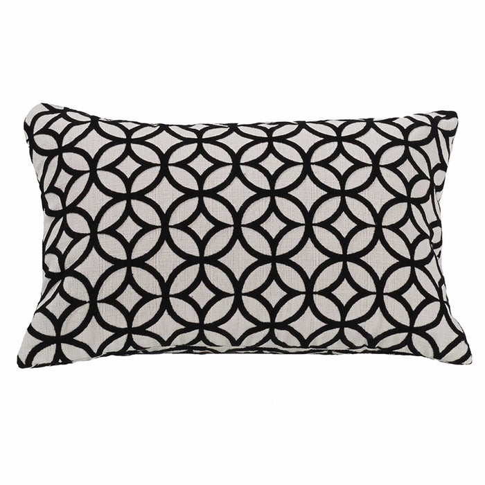 Augusta Toile - Cut Velvet Lumbar Pillow - Black / White