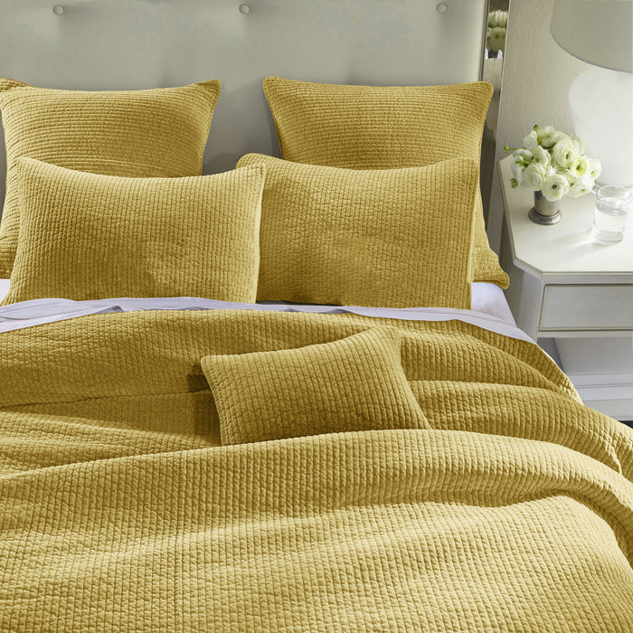 Stonewashed Cotton Velvet - King Quilt Set (Set of 3) - Tuscan
