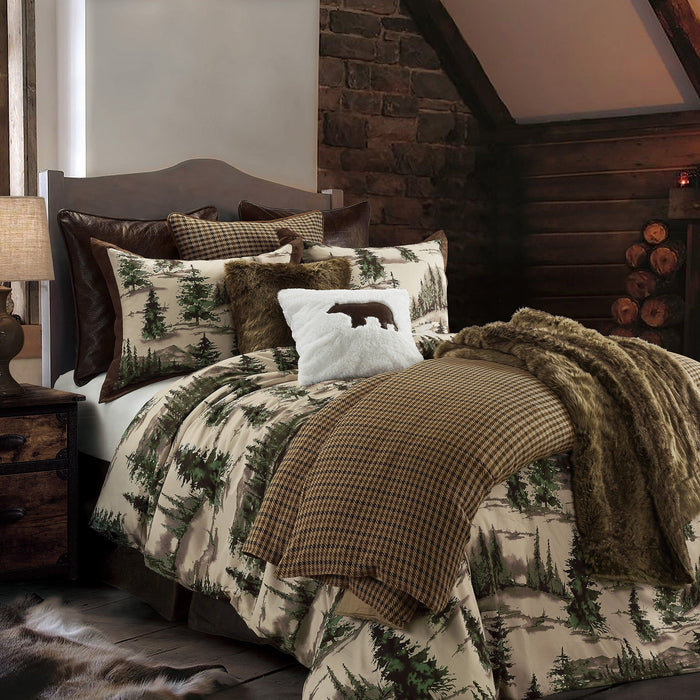 Joshua - Full Comforter Set (Set of 3) - Brown / Green / Cream