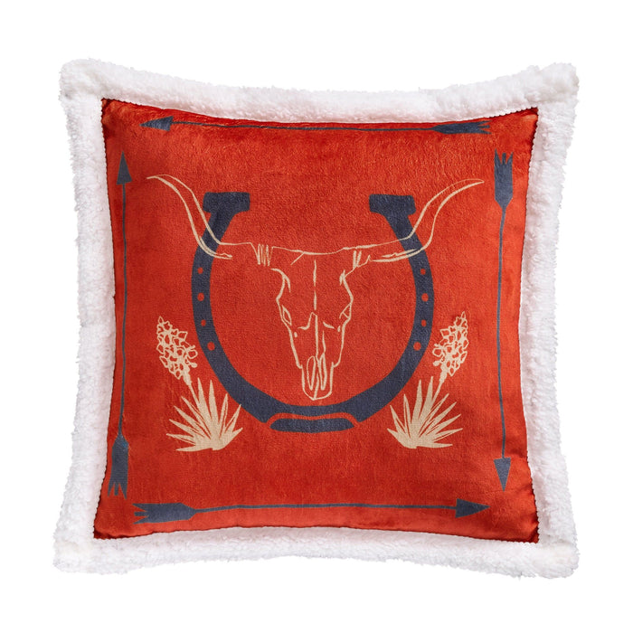 Campfire - Marfa Campfire Sherpa Pillow Horseshoe, 6 Per Carton - Red