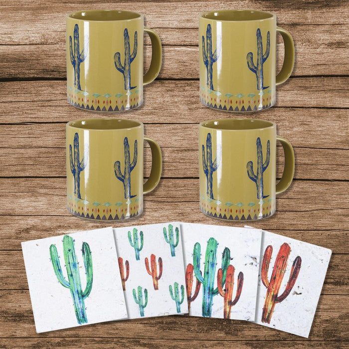 Saguaro Cactus - Cactus Mug & Coaster Set (Set of 8) - Multi Color