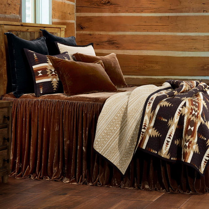 Stella - King Faux Silk Velvet Bedspread Set (Set of 3) - Copper Brown