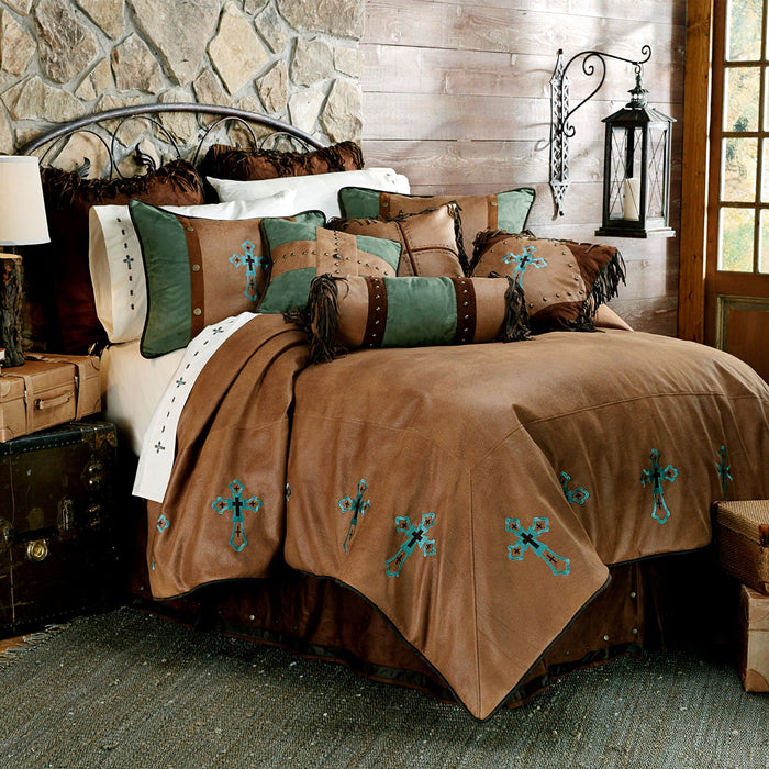 Las Cruces - Queen II Comforter Set (Set of 5) - Tan / Turquoise