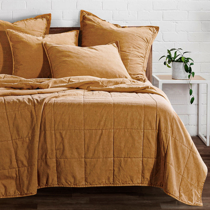 Cotton Canvas - Full/Queen Stonewashed Coverlet Set (Set of 3) - Terracotta