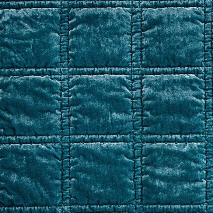 Stella - Faux Silk Velvet Double Box Stitch Throw - Teal