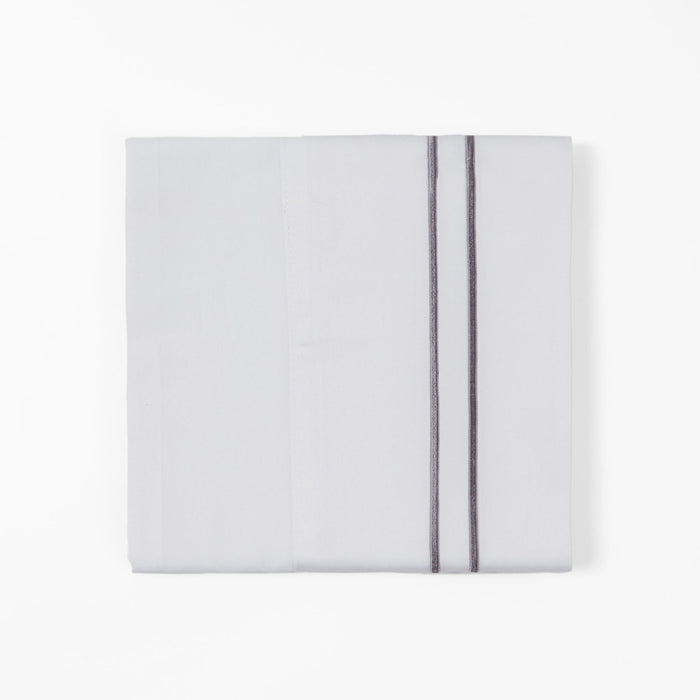 Stripe Sheet - King 350TC Embroidered Stripe Sheet Set (Set of 4) - White / Gray