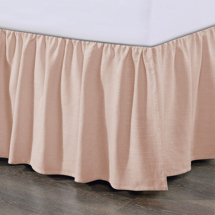 Lily - Queen Washed Linen Gathered Bed Skirt - Blush