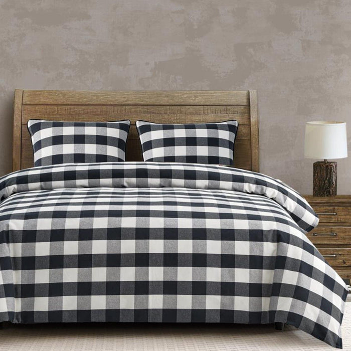 Camille - King Buffalo Check Comforter Set (Set of 3) - Black / Natural