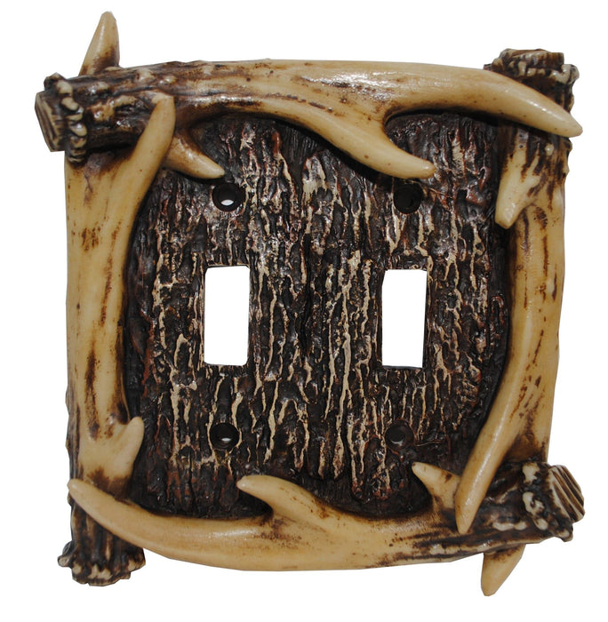 Antler Switch Plate - 5" x 5" Antler Double Wall Switch Plate 4 Per Carton - Brown