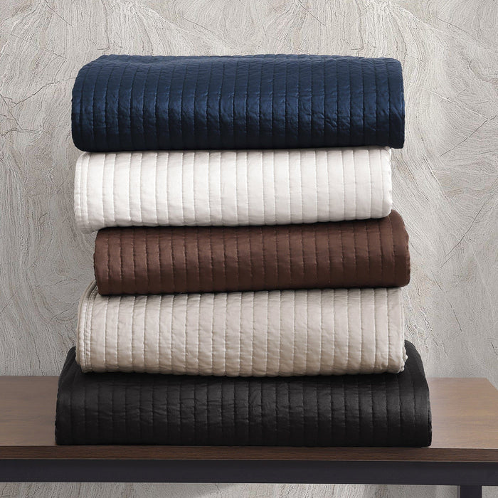 Satin Channel - King Quilt Set (Set of 3) - Chocolate
