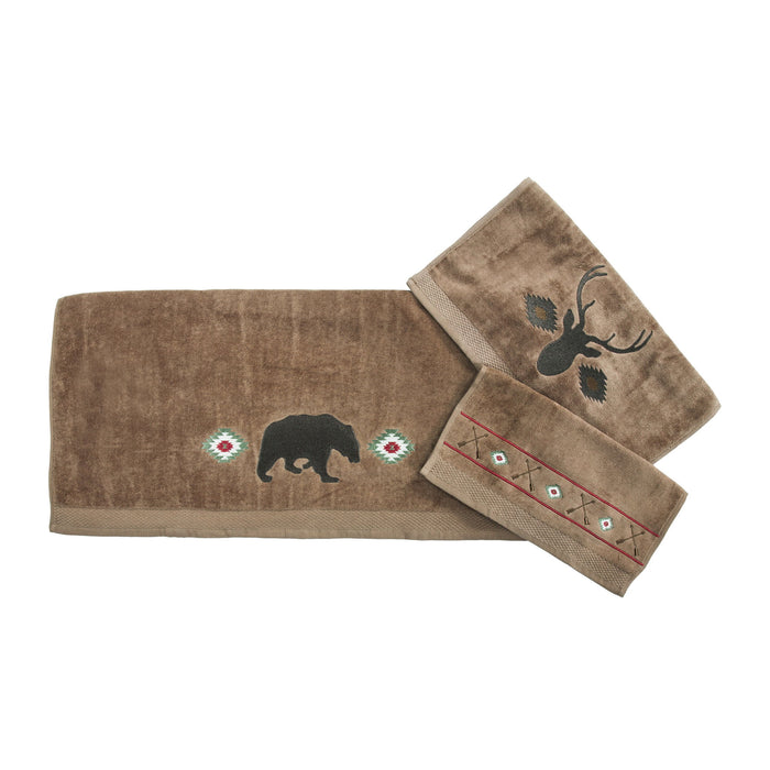 Aztec Bear - Towel Set (Set of 3), 2 Per Carton - Mocha