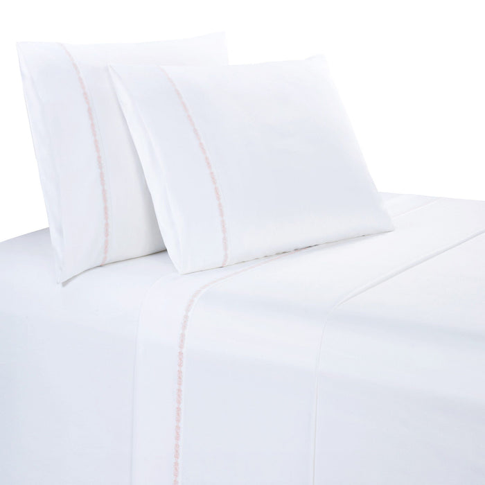 Laurel Sheet - Twin 350TC Laurel Embroidered Border Sheet Set (Set of 3) - Blush