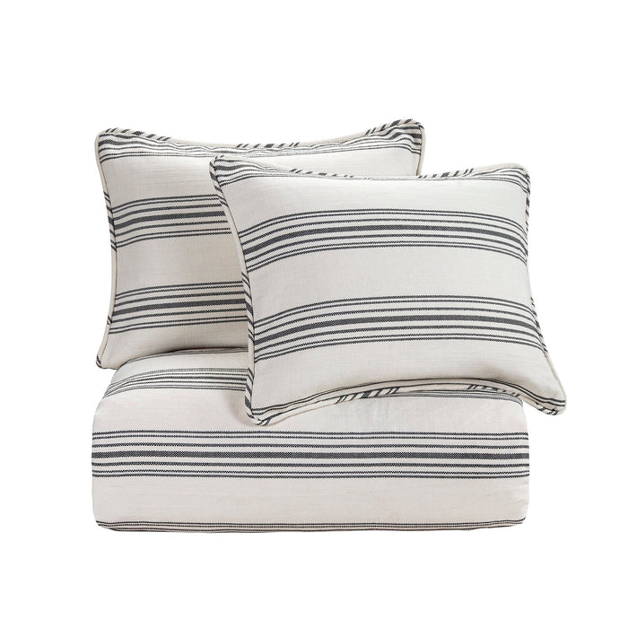 Prescott - Queen Duvet Cover Set (Set of 3) - White / Black