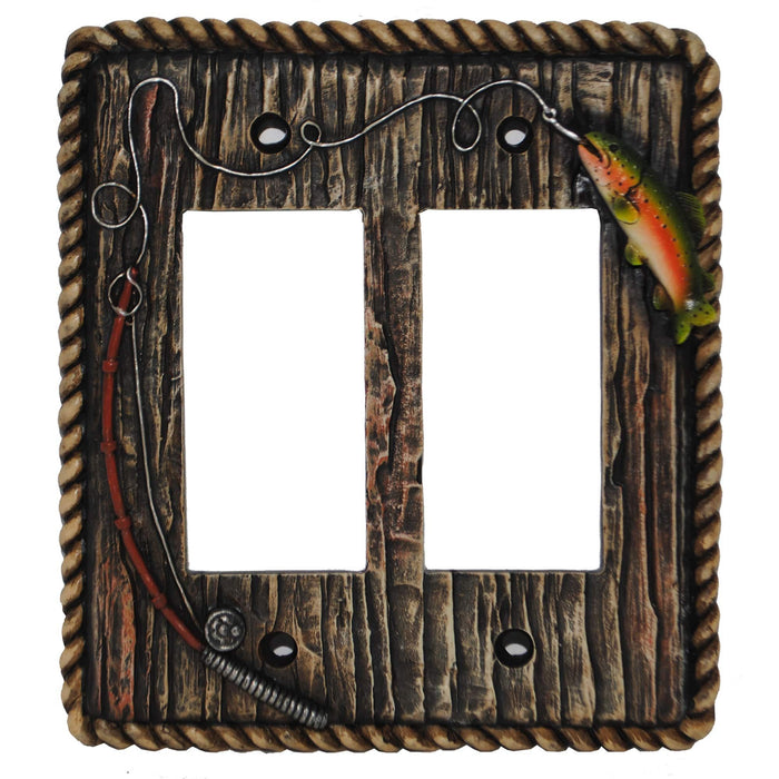 Rainbow Trout Switch Plate - 5" x 5" Double Rocker Wall Switch Plate 4 Per Carton - Multi