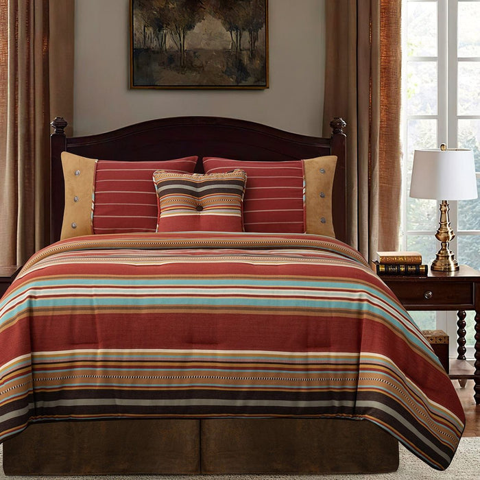 Calhoun - King Comforter Set (Set of 5) - Red / Brown