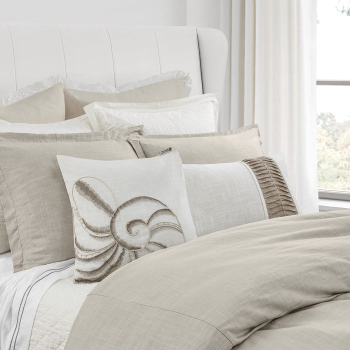 Hera - King Washed Linen Flange Duvet Cover Set (Set of 3) - Light Tan