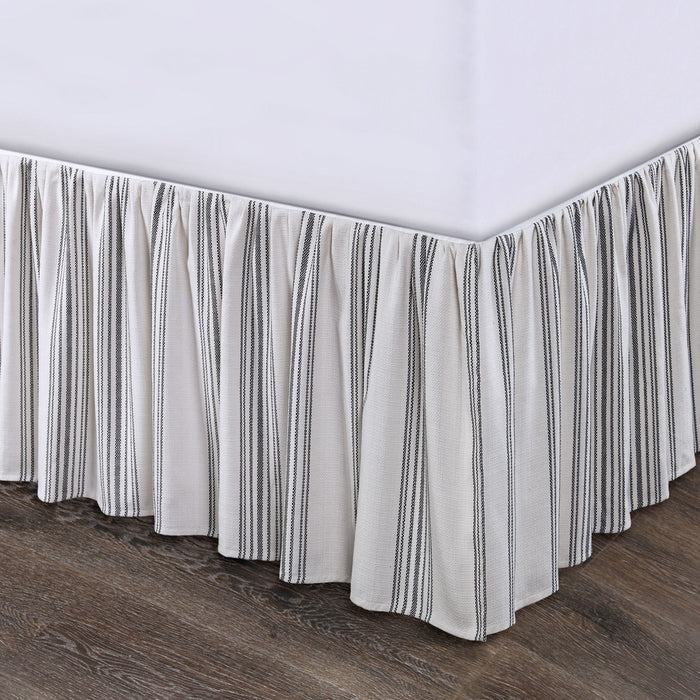Prescott - King Stripe Bed Skirt - Cream / Black